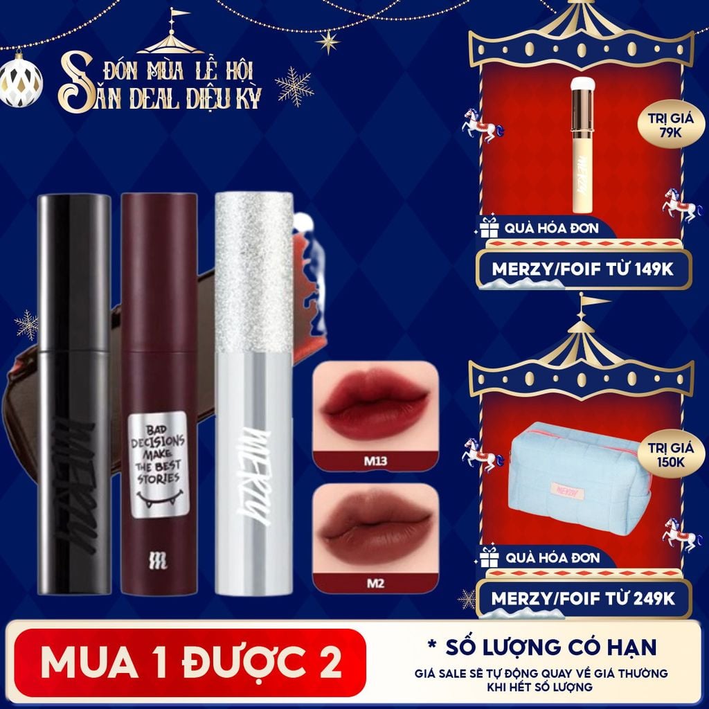 [Merzy Glam M13 Vỏ Bạc] Son Kem Merzy Siêu Lì, Mịn Môi Noir In The Mellow Tint