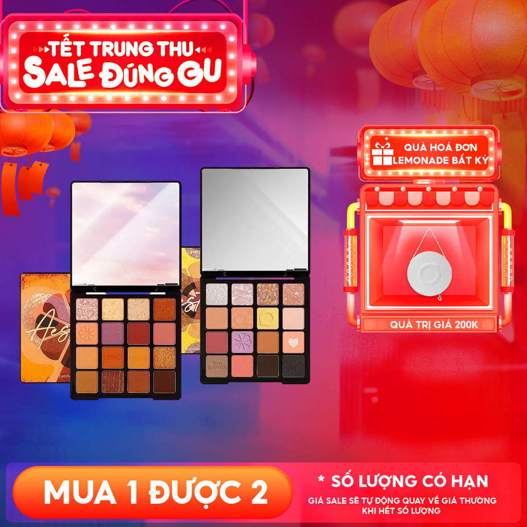 Bảng Phấn Mắt Lemonade 16 Ô Siêu Mềm Mịn, Bền Màu, Lâu Trôi Aesthetic Eyeshadow Palette 20.8g