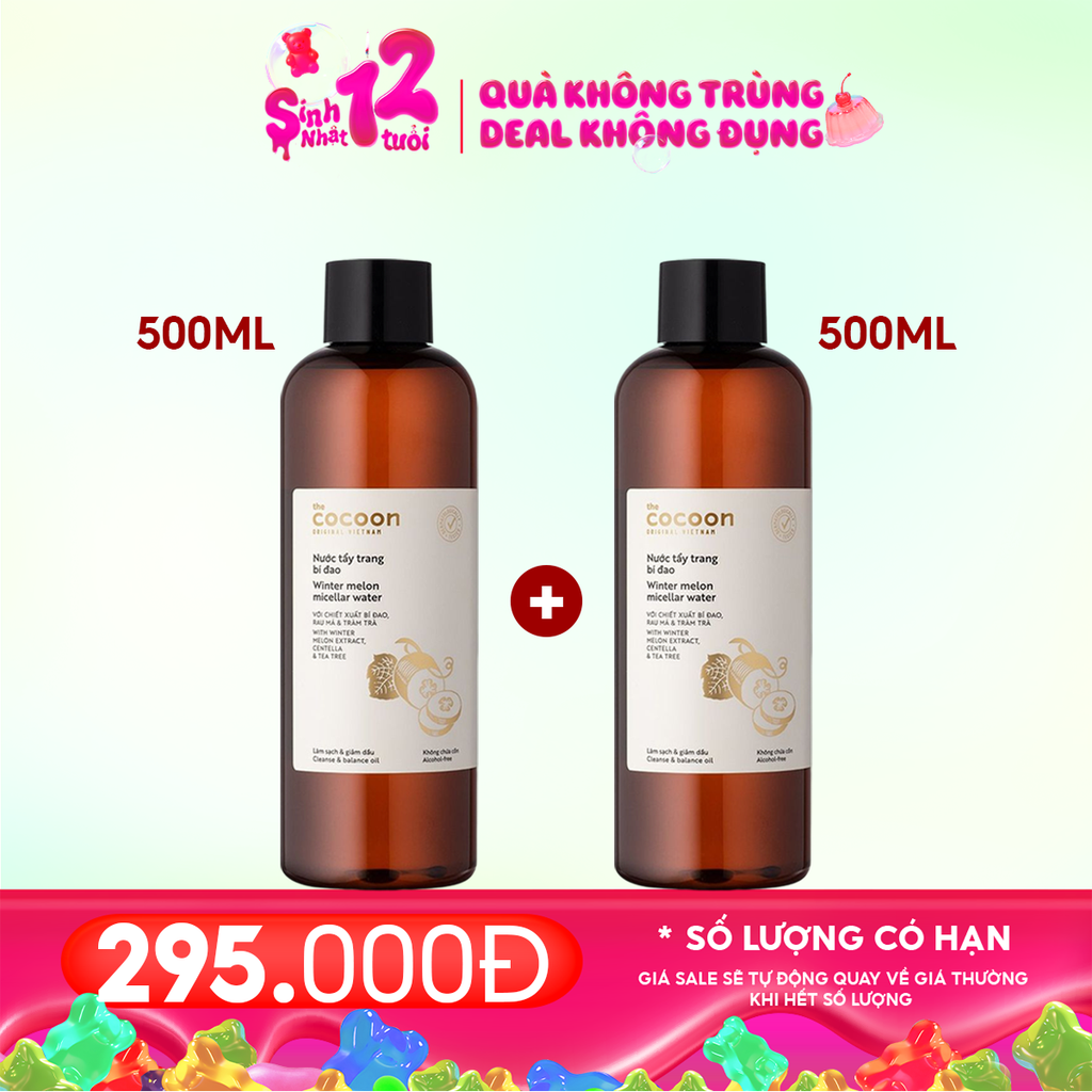 Nước Tẩy Trang Cocoon Bí Đao Thuần Chay Làm Sạch Dịu Nhẹ Winter Melon Micellar Water