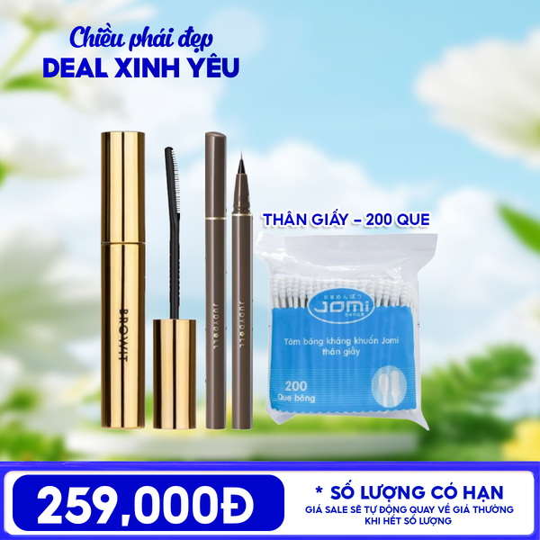  Combo Make Up Pack: Bút Kẻ Mắt Nước Judydoll Slim Liquid Eyeliner 0.4g + Mascara Browit My Everyday Mascara 5.5g + Tăm Bông Thân Giấy Jomi 