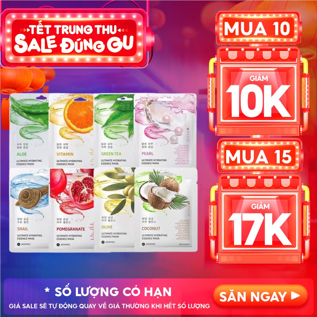 [9 mùi] Mặt Nạ Jkosmec Tinh Chất Cấp Ẩm Chuyên Sâu Ultimate Hydrating Essence Mask 25ml