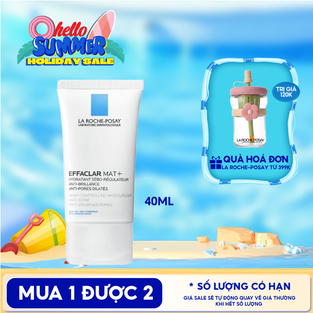 Kem Dưỡng La Roche-Posay Kiềm Dầu, Cải Thiện Lỗ Chân Lông Effaclar Mat+ 40ml