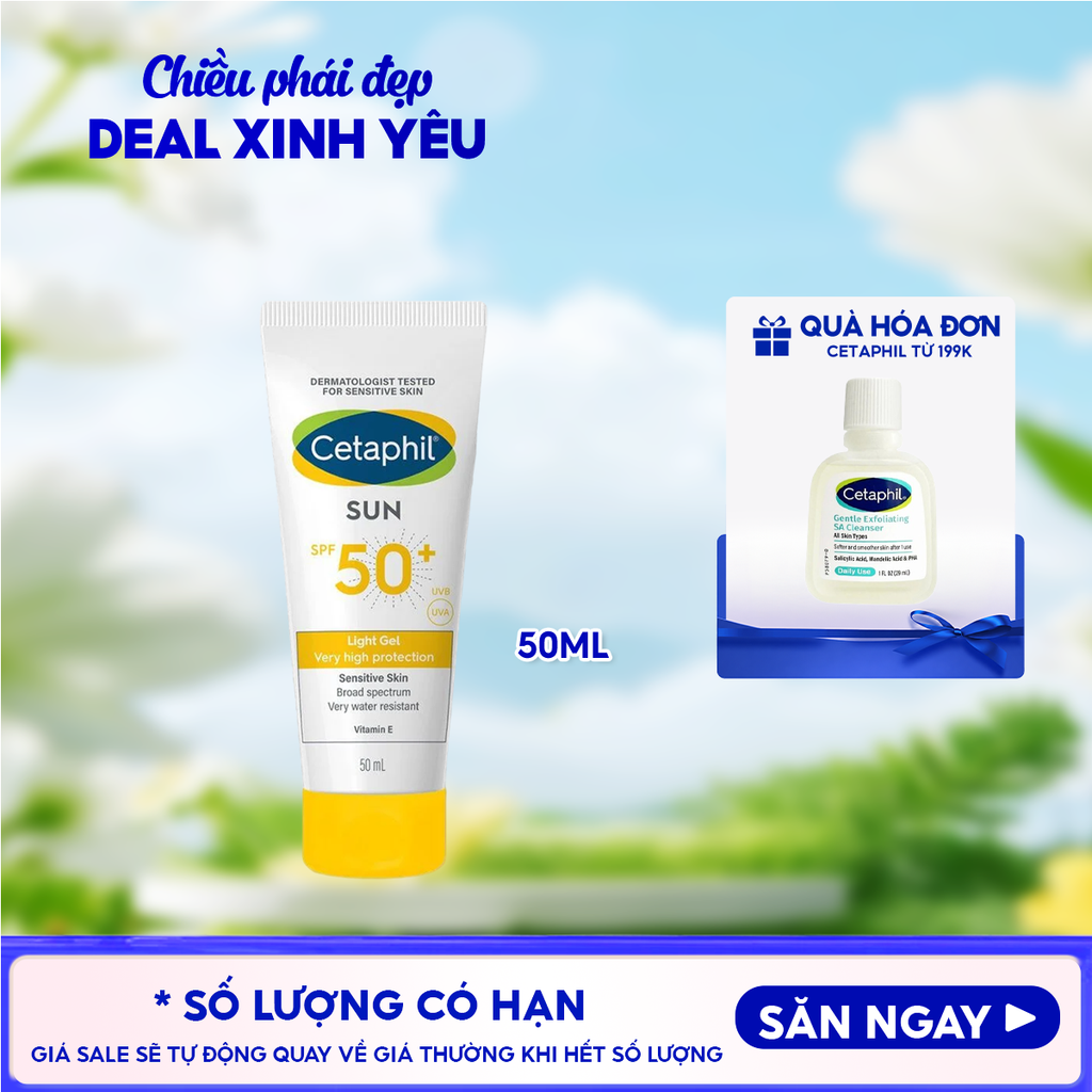 Gel Chống Nắng Cetaphil Dịu Nhẹ Dành Cho Da Nhạy Cảm Sun SPF50+ Light Gel 50ml