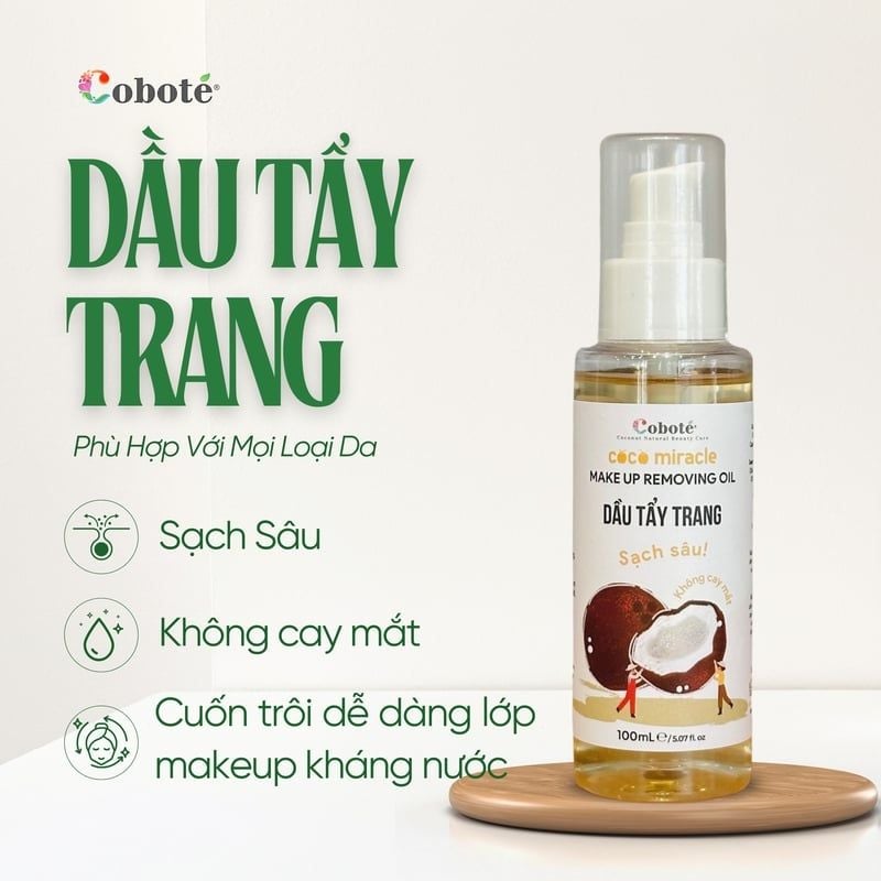 Dầu Tẩy Trang COBOTÉ Sạch Sâu, Không Cay Mắt Coco Miracle Makeup Removing Oil 100ml