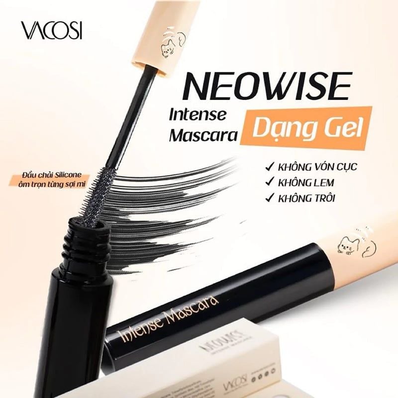 Mascara Dạng Gel Dài Và Cong Mi Tự Nhiên Vacosi Neowise Intense Mascara - VM31