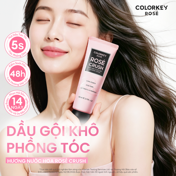  Dầu Gội Khô Colorkey Hỗ Trợ Phồng Tóc Hương Nước Hoa Rosé Rosé Crush Perfumed Fluffy Dry Shampoo Lotion 80ml 