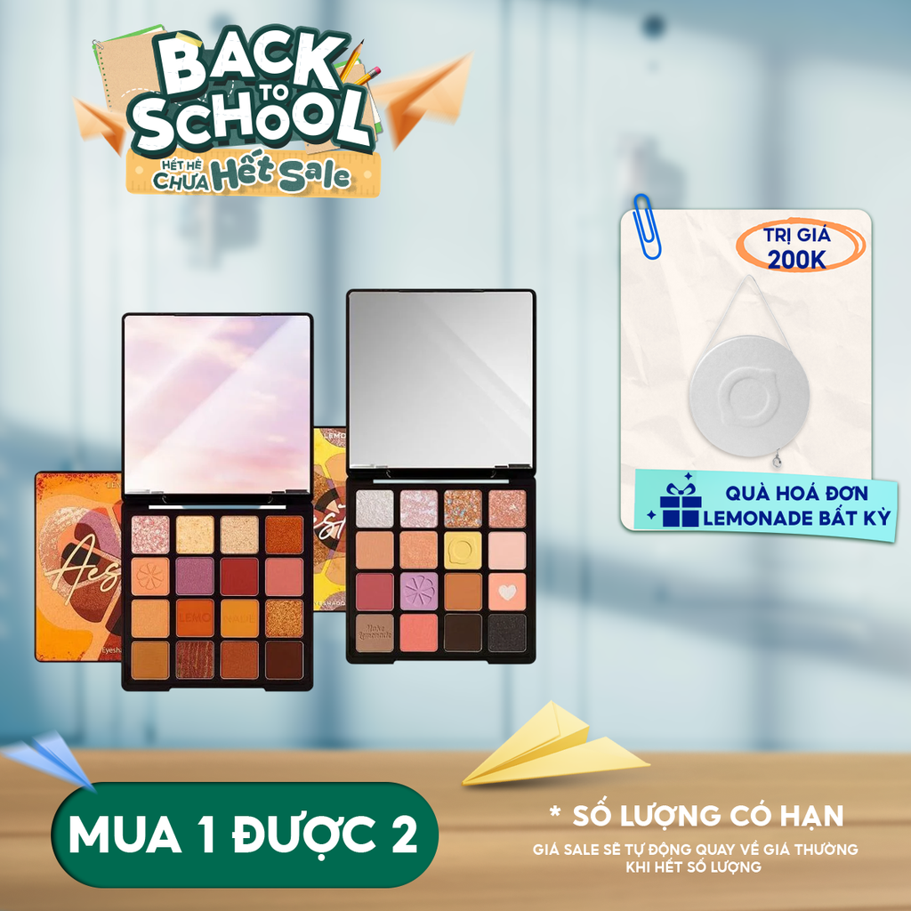 Bảng Phấn Mắt Lemonade 16 Ô Siêu Mềm Mịn, Bền Màu, Lâu Trôi Aesthetic Eyeshadow Palette 20.8g