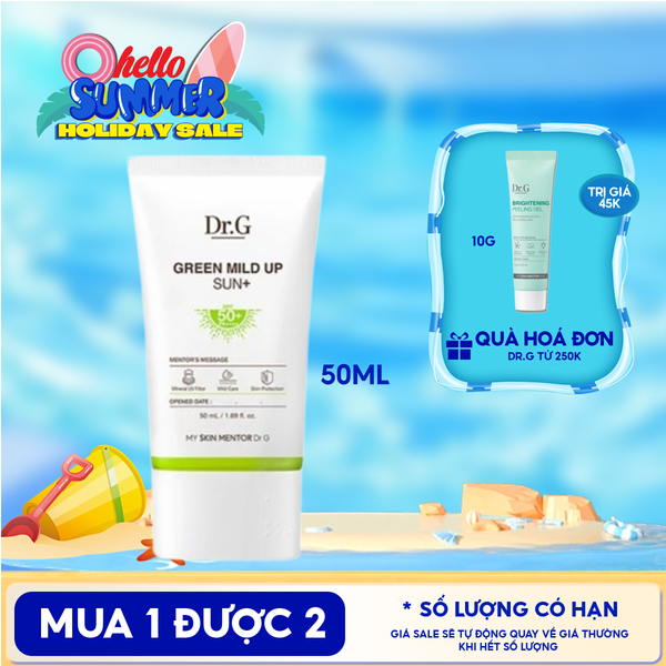  Kem Chống Nắng Dr.G Vật Lý, Chống Ánh Sáng Xanh, Giảm Mụn Dành Cho Da Nhạy Cảm Green Mild Up Sun+ SPF50+/ PA++++ 50ml 