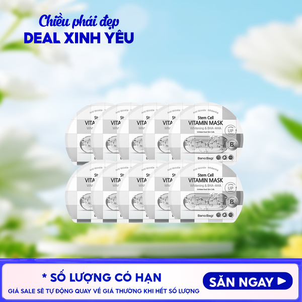  Combo 10 Miếng Mặt Nạ Banobagi Hỗ Trợ Dưỡng Trắng Cấp Ẩm & Bổ Sung Collagen, Cải Thiện Lão Hóa Stem Cell Vitamin, Super Collagen Mask 30ml 