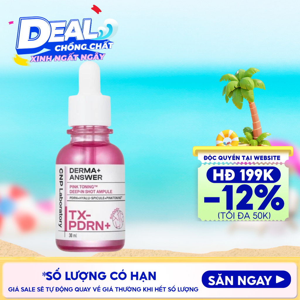 Tinh Chất Vi Kim Dưỡng Sáng Hồng Da CNP Derma Answer Pink Toning Deep In Shot Ampoule 30ml