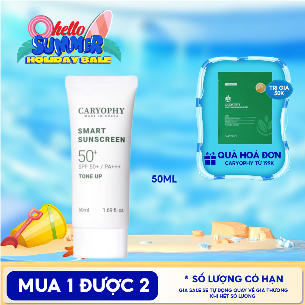 Kem Chống Nắng Caryophy Nâng Tông Smart Sunscreen Tone Up SPF50+/PA+++ 50ml