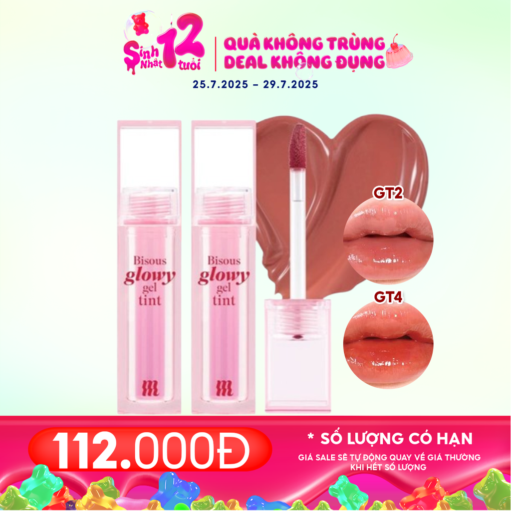 Son Bóng Pha Lê Merzy Căng Mọng, Bền Màu Bisous Glowy Gel Tint