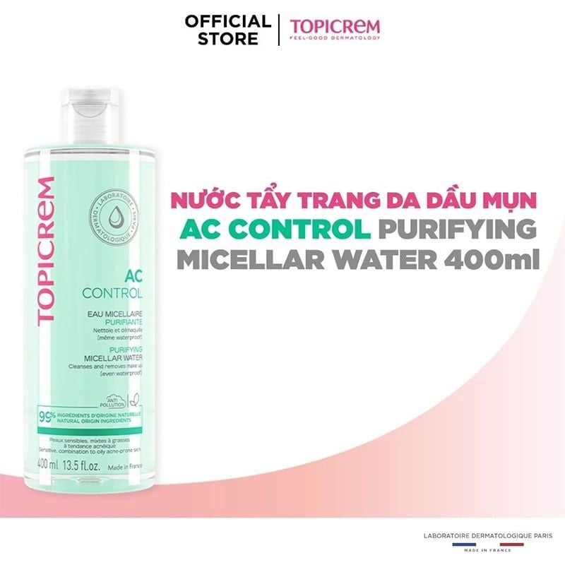 Nước Tẩy Trang Cho Da Dầu Mụn Topicrem Ac Control Purifying Micellar Water 400ml