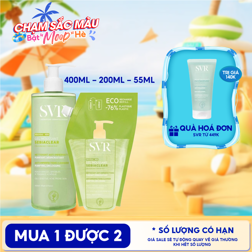 Sữa Rửa Mặt SVR Dạng Gel Không Chứa Xà Phòng Dành Cho Da Dầu Sebiaclear Gel Moussant