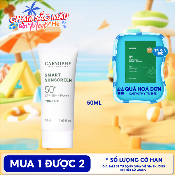  Kem Chống Nắng Caryophy Nâng Tông Smart Sunscreen Tone Up SPF50+/PA+++ 50ml 