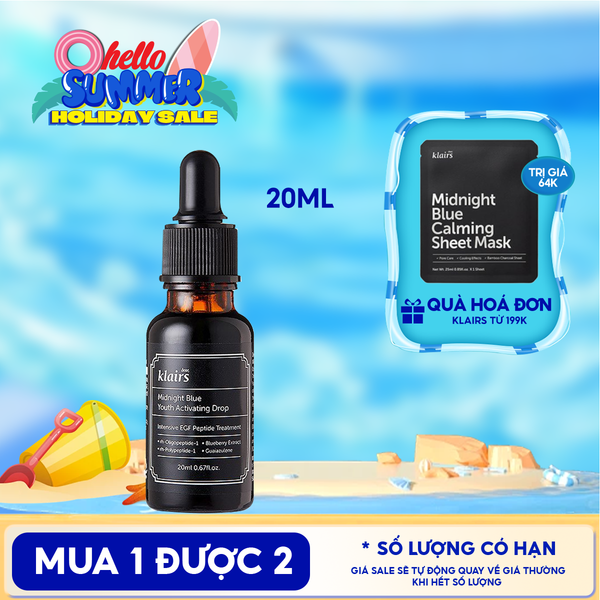  Serum Klairs Làm Dịu, Phục Hồi Da Klairs Midnight Blue Youth Activating Drop 20ml 