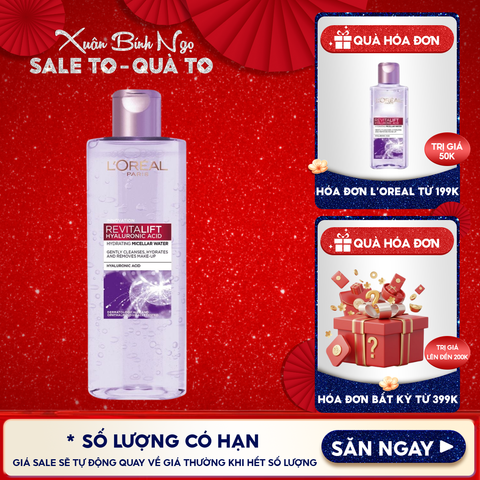 Nước Tẩy Trang L'oreal Làm Sạch, Cấp Ẩm Revitalift Hyaluronic Acid Hydrating Micellar Water
