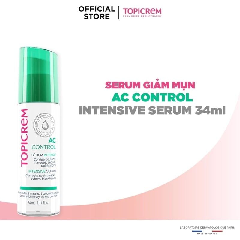 Serum Hỗ Trợ Giảm Mụn, Giảm Bóng Nhờn Cho Da Dầu Mụn Topicrem Ac Control Intensive Serum 34ml