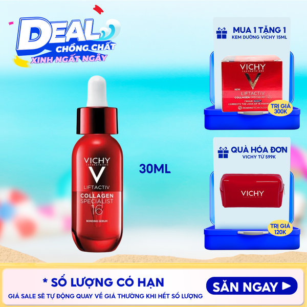  Serum Vichy Hỗ Trợ Trẻ Hóa & Săn Chắc Da Liftactiv Collagen Specialist 16 Bonding Serum 30ml 