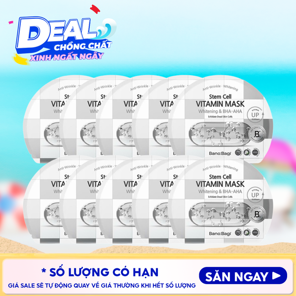  Combo 10 Miếng Mặt Nạ Banobagi Hỗ Trợ Dưỡng Trắng Cấp Ẩm & Bổ Sung Collagen, Cải Thiện Lão Hóa Stem Cell Vitamin, Super Collagen Mask 30ml 