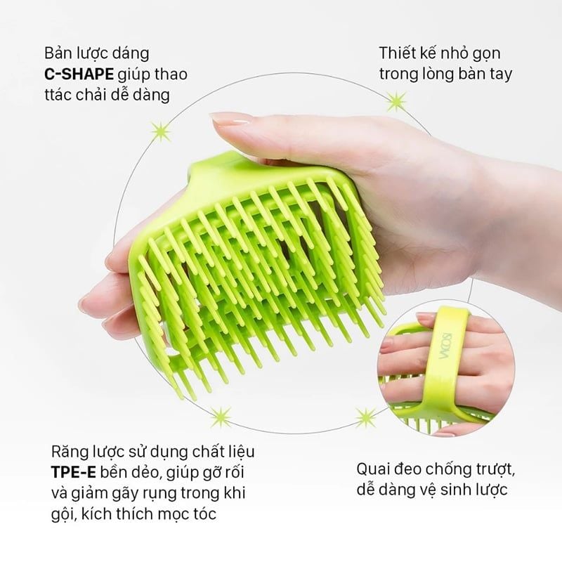 Lược Gội và Massage Da Đầu Đàn Hồi Vacosi Detangling Shampoo Brush
