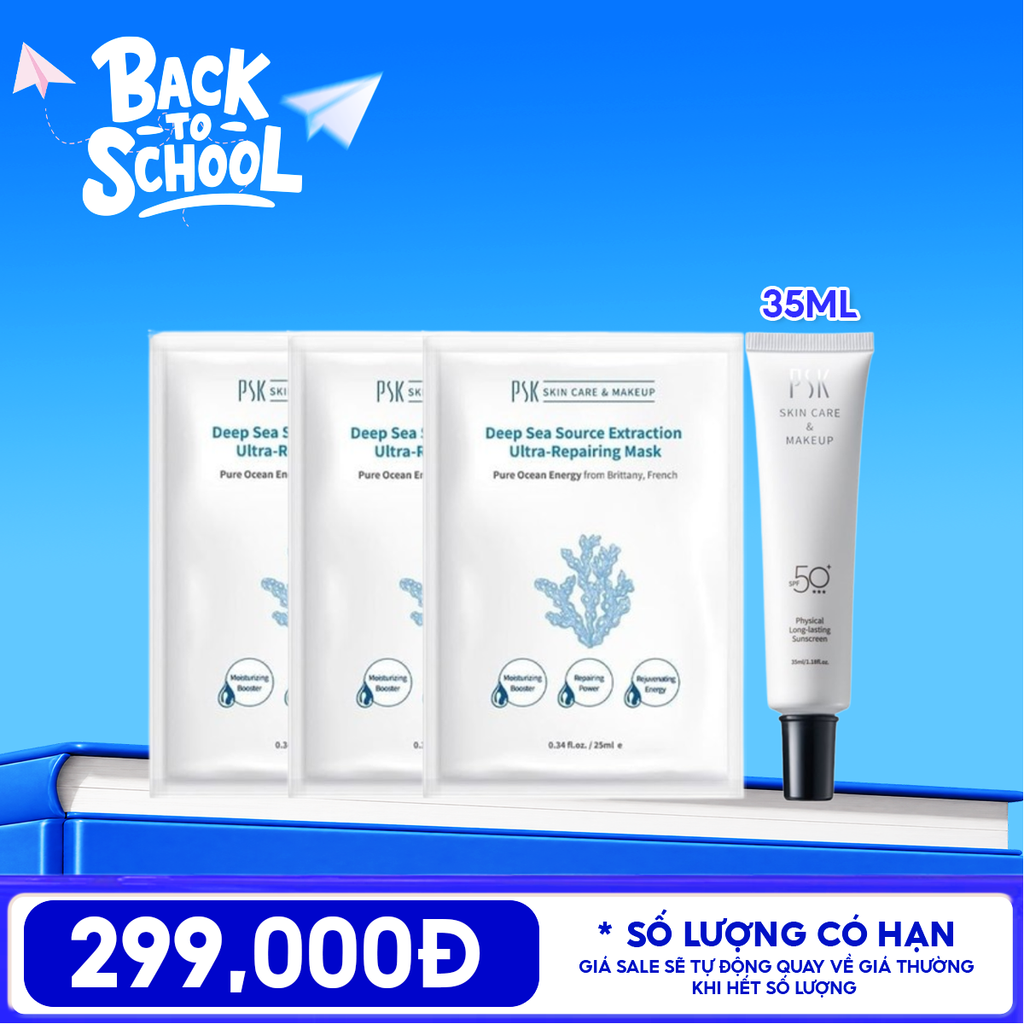 Combo 2 Sản Phẩm PSK: Mặt Nạ PSK Deep Sea Source Extraction Ultra-Repairing Mask + Kem Chống Nắng PSK Physical Long-Lasting Sunscreen