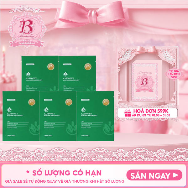  Combo 5 Miếng Mặt Nạ Làm Dịu, Phục Hồi Dành Cho Da Dầu Mụn Caryophy Portulaca Mask Sheet 