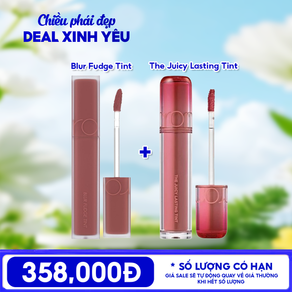  COMBO ROMAND: Son Kem Lì Romand Blur Fudge Tint + Son Tint Lì Romand Căng Bóng The Juicy Lasting Tint 