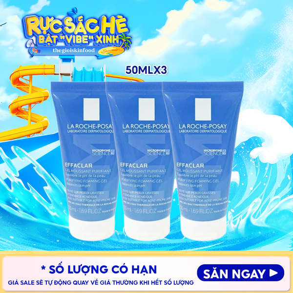  Combo 3 Chai Sữa Rửa Mặt Dạng Gel Cho Da Dầu Mụn La Roche-Posay Effaclar Purifying Foaming Gel For Oily Sensitive Skin 