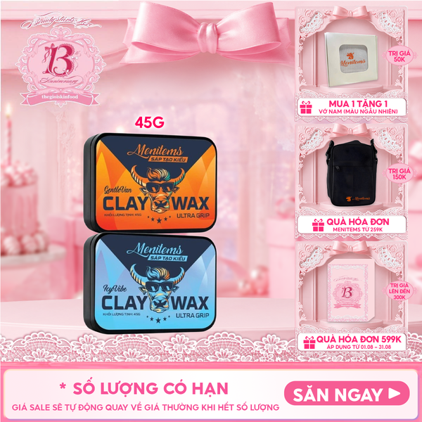  Sáp Tạo Kiểu Tóc Menitems Vi Tinh Thể, Giữ Nếp Tóc Clay Wax Ultra Grip 45g 