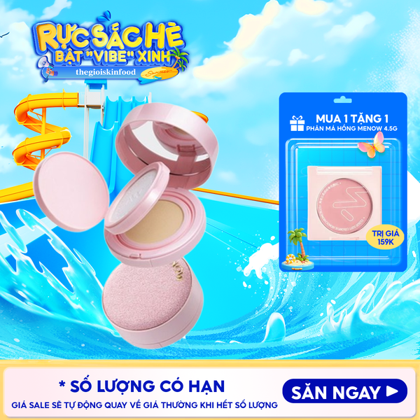  Phấn Nước Kèm Phấn Phủ 2in1 MENOW Kiềm Dầu, Dưỡng Ẩm Light Makeup Powder Cushion Powder Cream 17g 