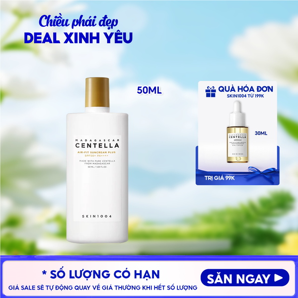  Kem Chống Nắng Skin1004 Lành Tính Dành Cho Da Nhạy Cảm Madagascar Centella Air-Fit Suncream Plus SPF50+ PA++++ 50ml 