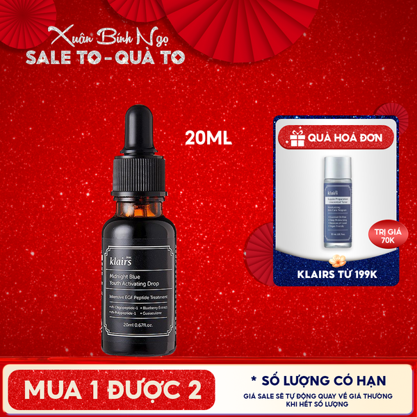  Serum Klairs Làm Dịu, Phục Hồi Da Klairs Midnight Blue Youth Activating Drop 20ml 