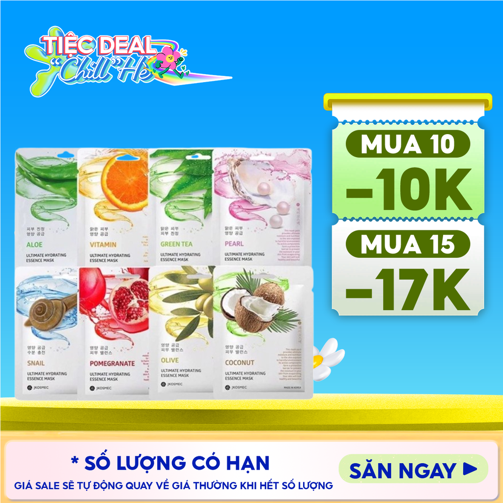 [9 mùi] Mặt Nạ Jkosmec Tinh Chất Cấp Ẩm Chuyên Sâu Ultimate Hydrating Essence Mask 25ml