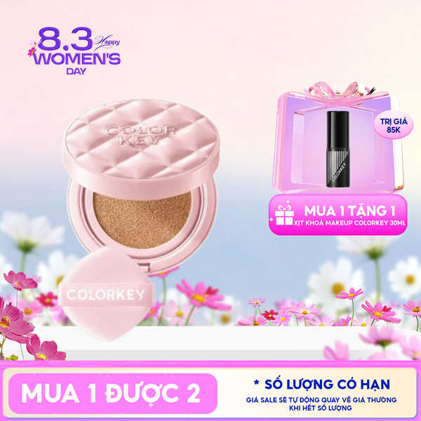  Cushion Chống Nắng Colorkey Mỏng Nhẹ, Bền Lâu Long Lasting Flawless Brightening Cushion Cream SPF50+ PA++++ 11g 
