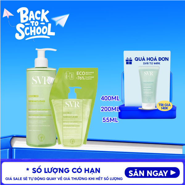  Sữa Rửa Mặt SVR Dạng Gel Không Chứa Xà Phòng Dành Cho Da Dầu Sebiaclear Gel Moussant 