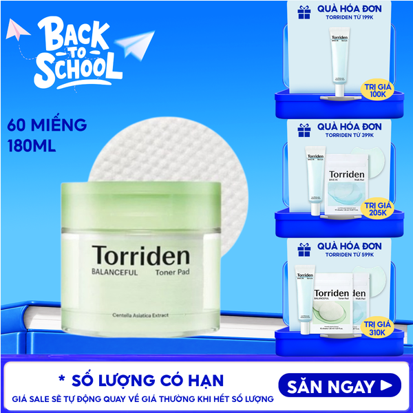  Toner Pad Torriden Làm Dịu Da Mụn, Cân Bằng Da, Cấp Ẩm Balanceful Toner Pad 60 miếng 