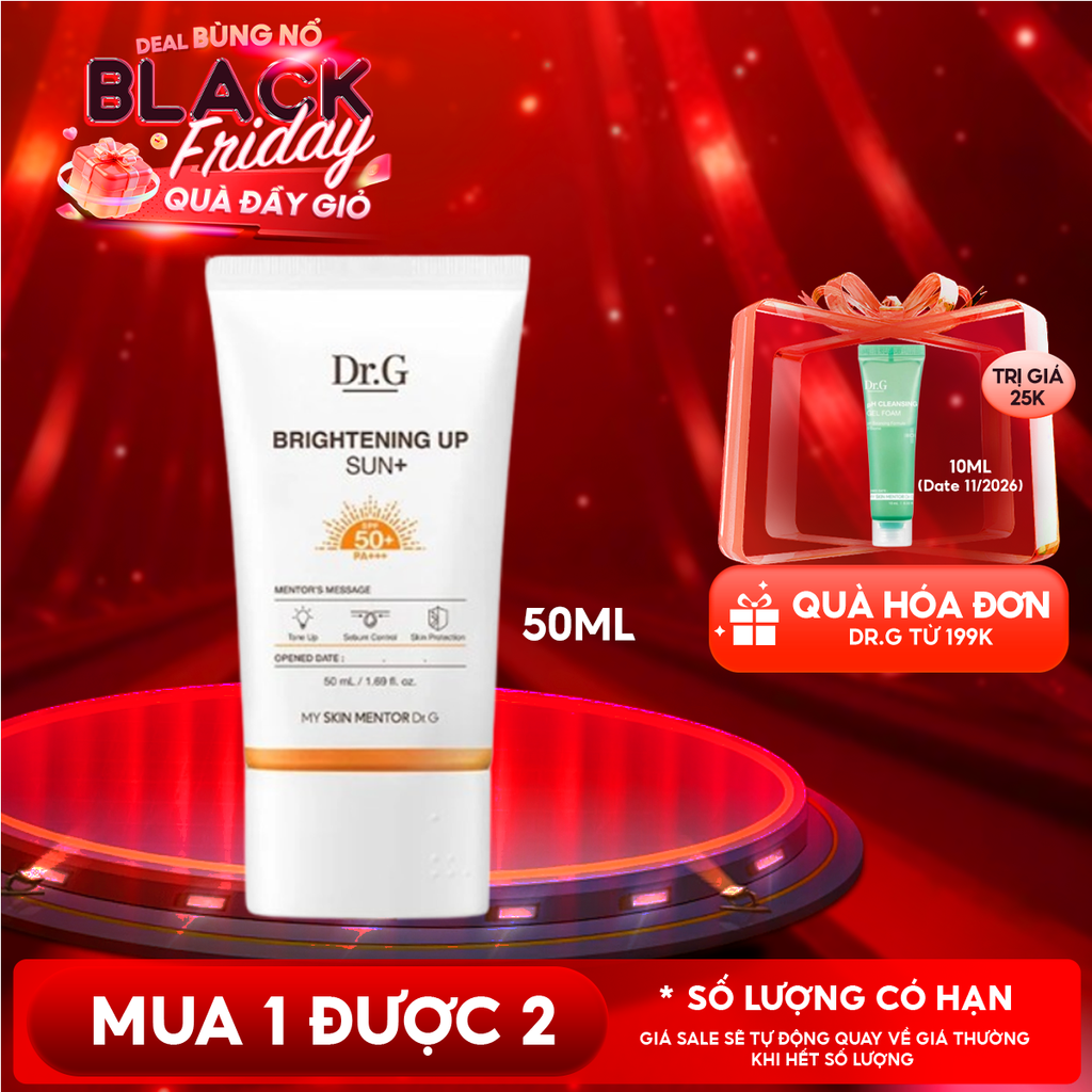 Kem Chống Nắng Dr.G Dưỡng Sáng Da, Nâng Tông Tự Nhiên, Kiểm Soát Dầu Brightening Up Sun+ SPF50+ PA+++