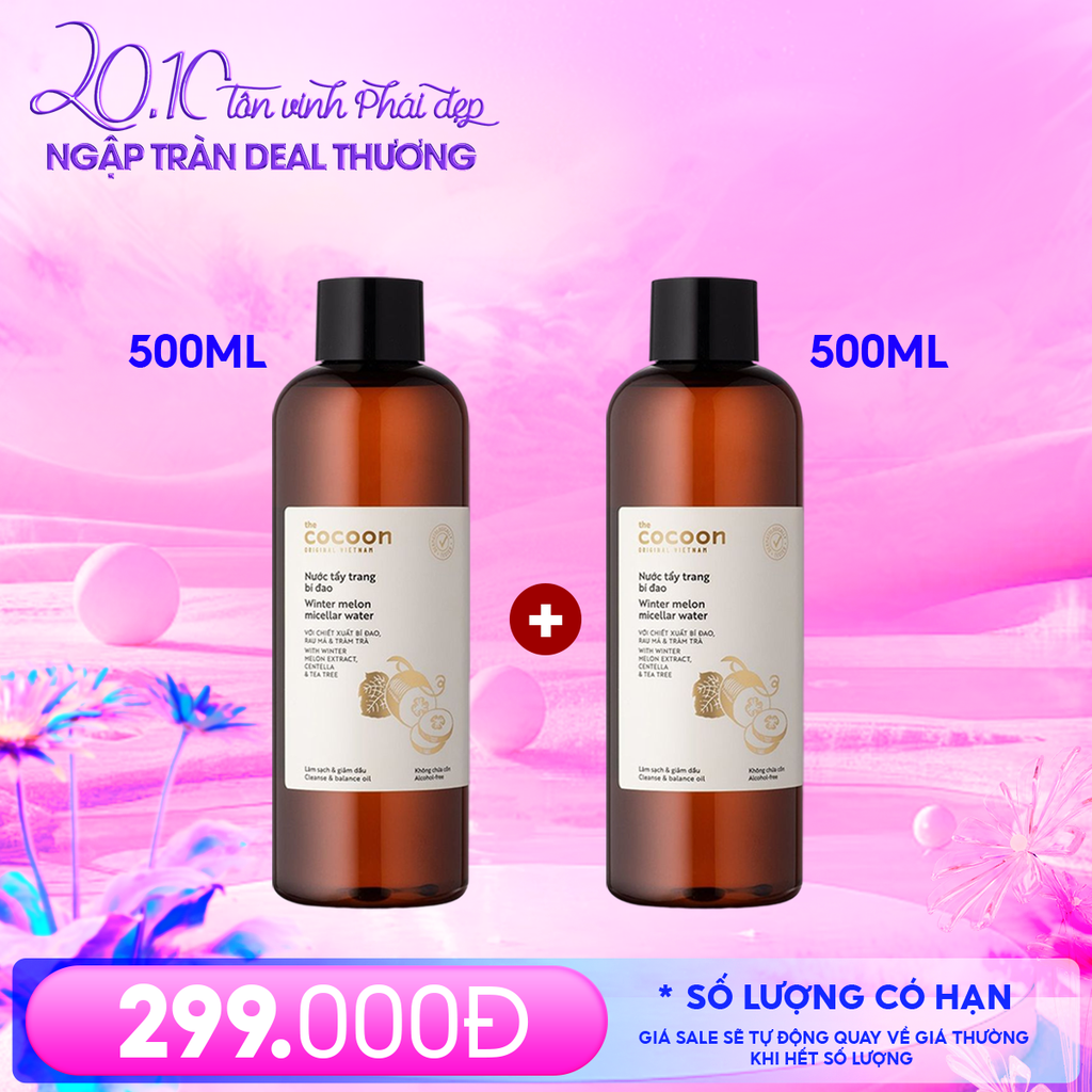 Nước Tẩy Trang Cocoon Bí Đao Thuần Chay Làm Sạch Dịu Nhẹ Winter Melon Micellar Water