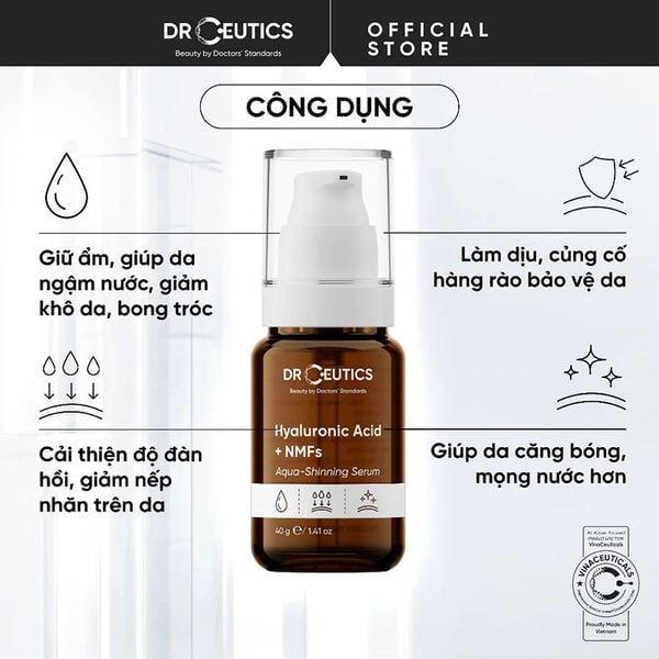  Serum Drceutics Cấp Ẩm, Căng Bóng Hyaluronic Acid + NMFs Aqua-Shining 40g 