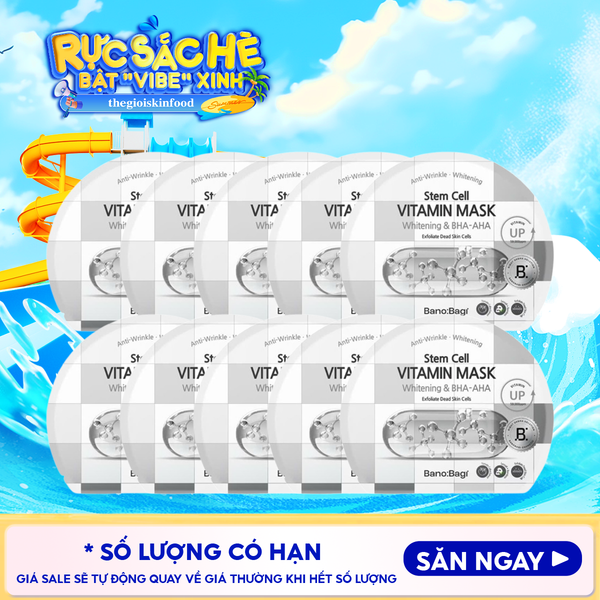  Combo 10 Miếng Mặt Nạ Banobagi Hỗ Trợ Dưỡng Trắng Cấp Ẩm & Bổ Sung Collagen, Cải Thiện Lão Hóa Stem Cell Vitamin, Super Collagen Mask 30ml 
