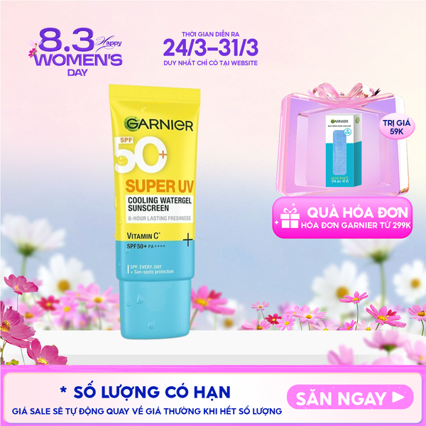  Kem Chống Nắng Garnier Tươi Mát Super UV Cooling Watergel Sunscreen SPF50+ PA++++ 30ml 