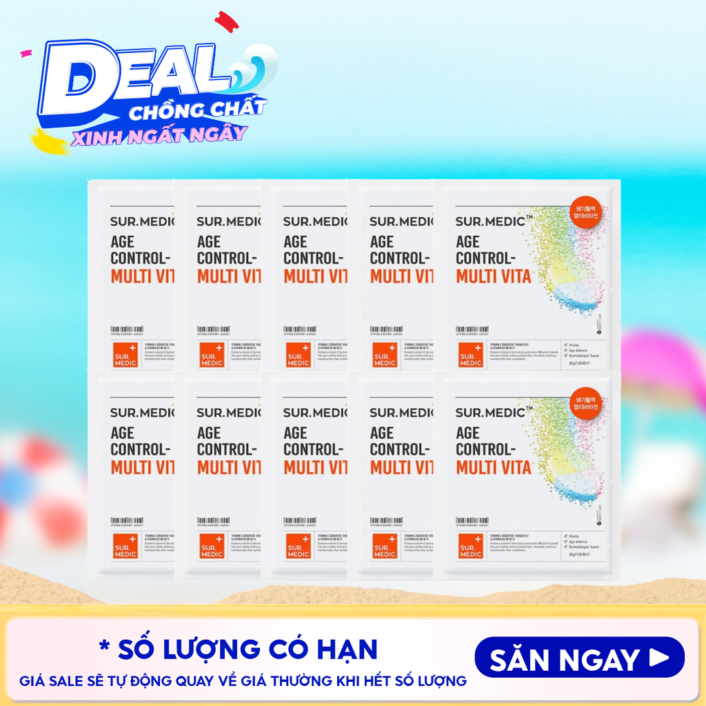 Combo 10 Miếng Mặt Nạ Cung Cấp Multi Vitamin, Hỗ Trợ Dưỡng Sáng Da Sur.Medic+