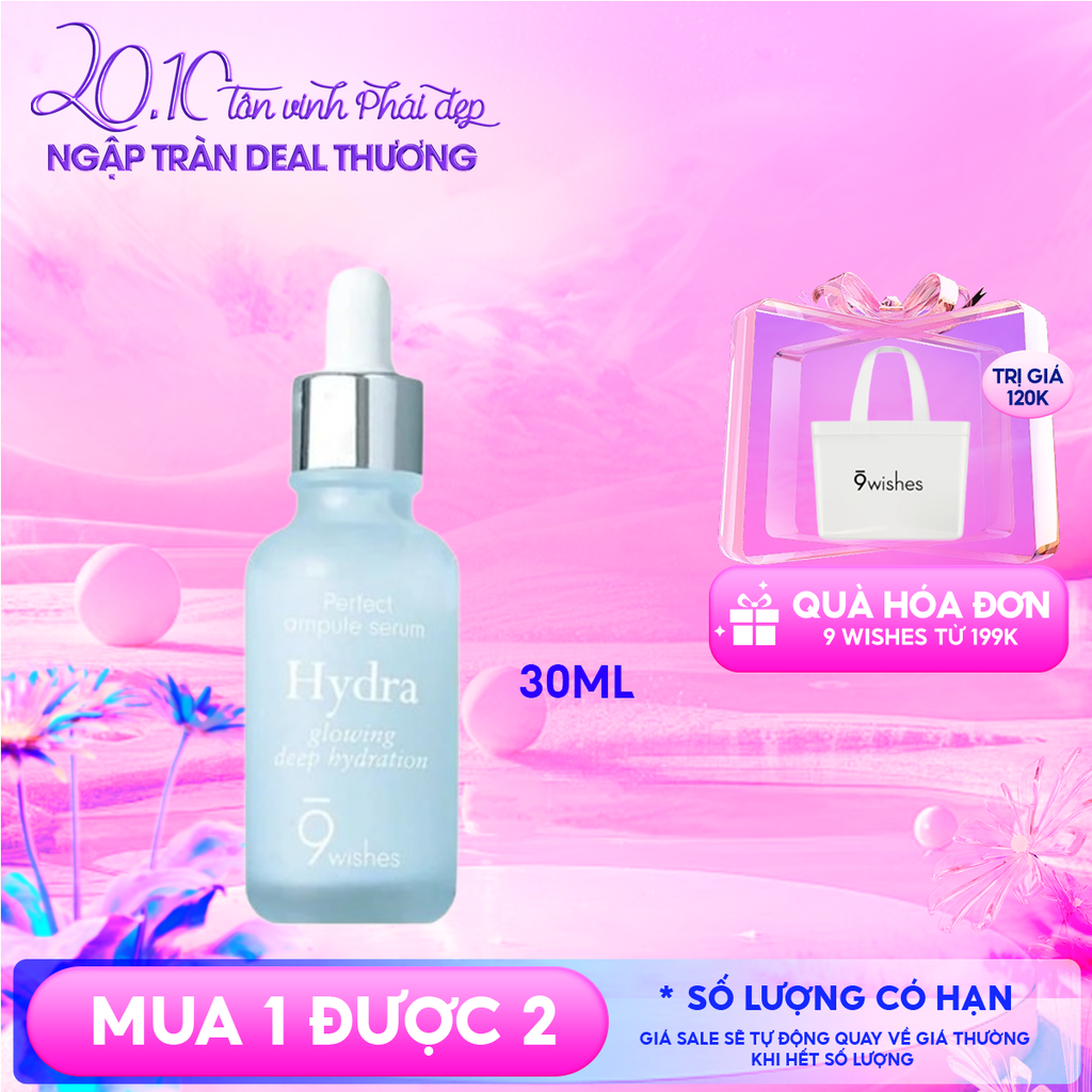 Serum 9 Wishes Dưỡng Ẩm, Cấp Nước, Căng Mịn Da 9 Wishes Hydra Glowing Deep Hydration Ampule Serum