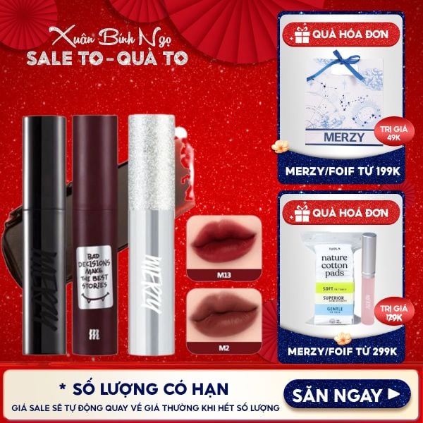  [Merzy Glam M13 Vỏ Bạc] Son Kem Merzy Siêu Lì, Mịn Môi Noir In The Mellow Tint 