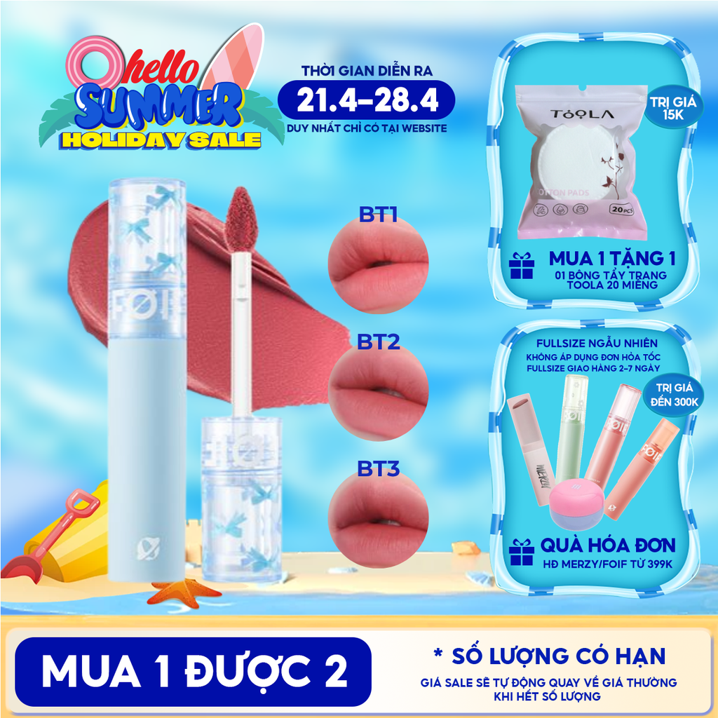 Son Kem Lì FOIF Thuần Chay, Mềm Mịn, Lâu Trôi Daily Blur Tint 3g