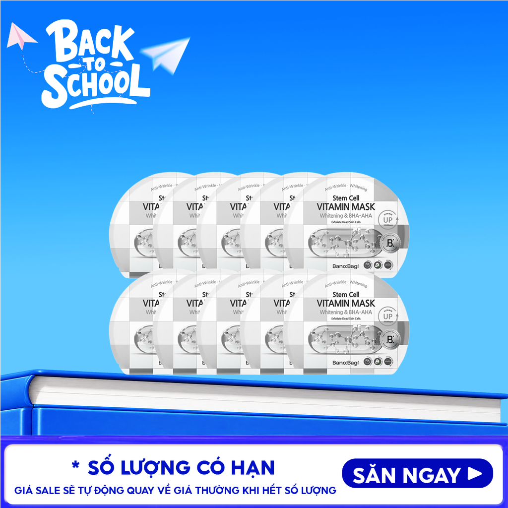 Combo 10 Miếng Mặt Nạ Banobagi Hỗ Trợ Dưỡng Trắng Cấp Ẩm & Bổ Sung Collagen, Cải Thiện Lão Hóa Stem Cell Vitamin, Super Collagen Mask 30ml