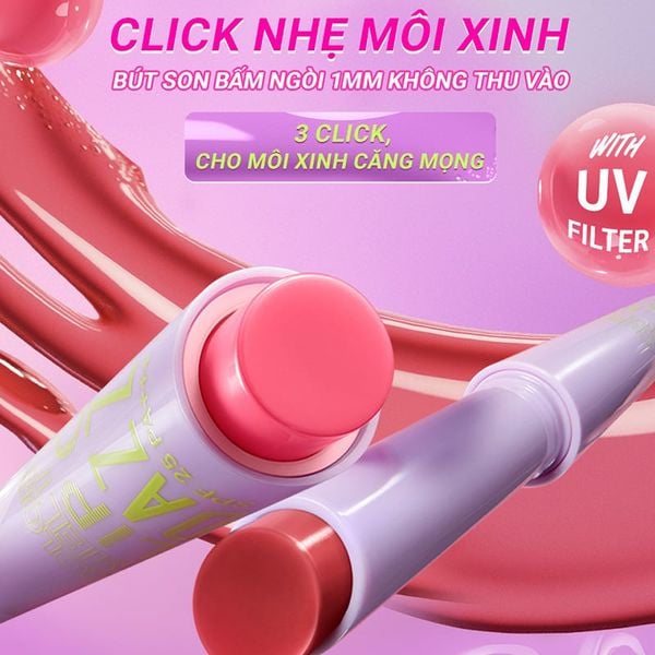  Son Bóng DAZZLE ME Dưỡng Ẩm, Chống Nắng, Căng Bóng Color Chrome Melt to Dew Lip Click 2g 