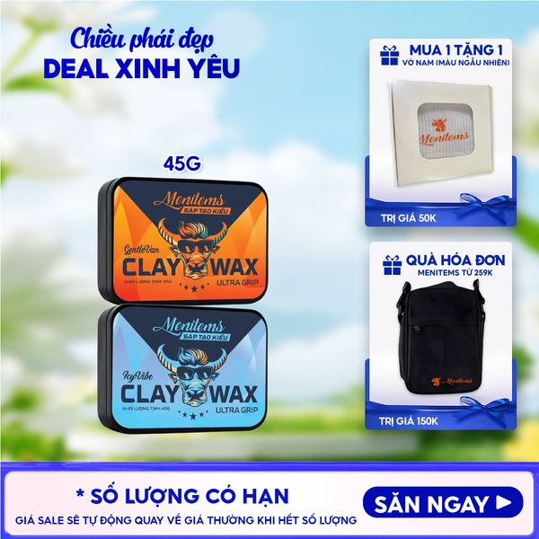  Sáp Tạo Kiểu Tóc Menitems Vi Tinh Thể, Giữ Nếp Tóc Clay Wax Ultra Grip 45g 