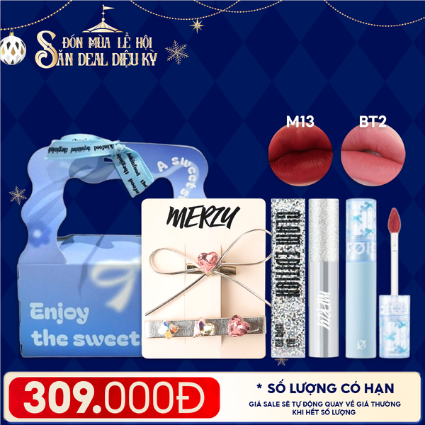  Combo Quà Tặng: Son Kem Lì Merzy The Glam Mellow Tint + Son Kem Lì FOIF Daily Blur Tint + Kẹp Tóc Merzy + Túi Quà 
